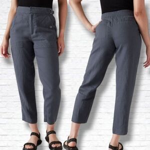 Athleta Blue Voyager Linen High Rise Trouser Ankle Pants Size 14 X 25.5" L
